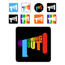 Coming out lgbt sign icon social network rainbow vector