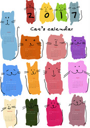 Funny cats design calendar 2017 vector