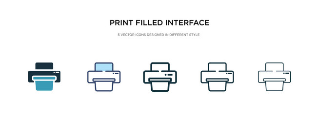 Print filled interface tool icon in different vector