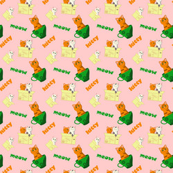 seamless pattern with cats in cups and boxes vector image