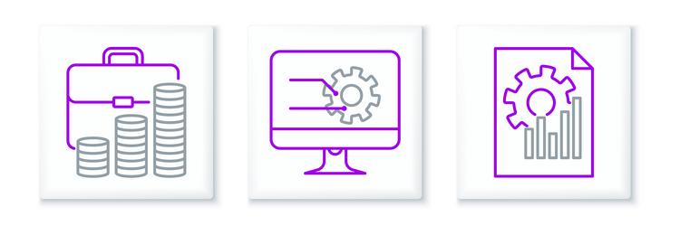 set line document with graph chart briefcase vector image