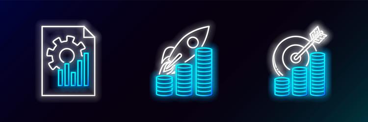 set line target with coin symbol document graph vector image