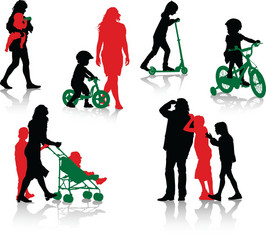 Silhouetted Family Group Vector Image