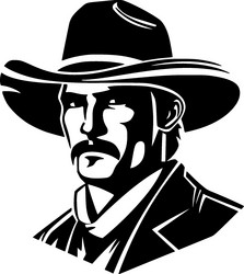 western - black and white Vector Image