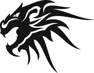 Black Dragon Head - Tribal Art Vector Image