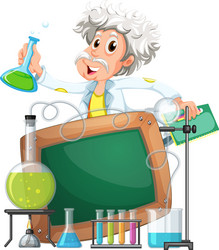 board template with scientist in lab vector image