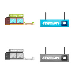 isolated object of train and station icon set vector image