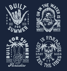 Edgy Summer Skeleton Print Set Vector Image