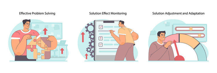 problem-solving process set flat vector image