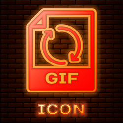 Glowing neon gif file document download vector