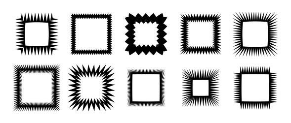 zig zag edge square frames collection jagged vector image