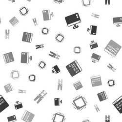 set computer monitor screen processor with cpu vector image