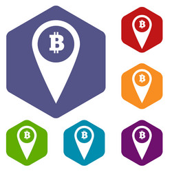 Bitcoin pointer hexagon icon set vector