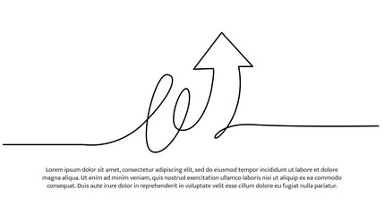 continuous line design of arrow pointing up one vector image