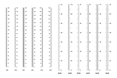 Measure scale horizontal meter from 0 to 70 inch Vector Image