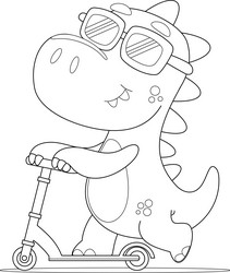 outlined cute baby dinosaur cartoon character Vector Image