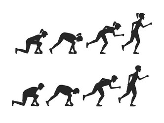 Running man step positions set Royalty Free Vector Image