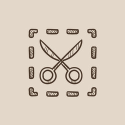 scissors with dotted lines sketch icon vector