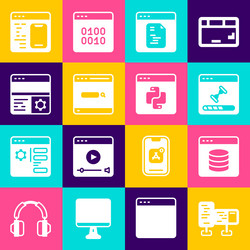 set computer monitor screen server data web vector image