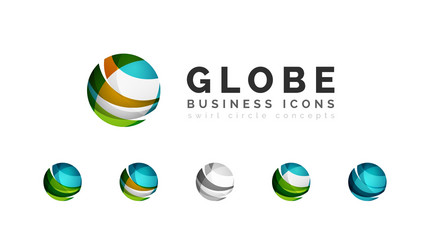 Set of globe sphere or circle logo business icons vector