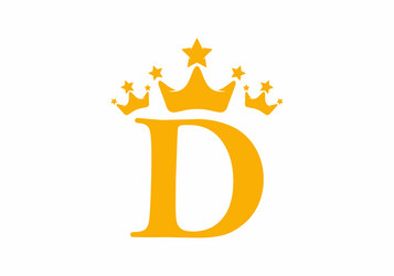 Yellow d initial letter with triple crown symbol vector