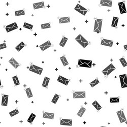 Black envelope icon isolated seamless pattern vector