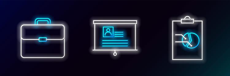 Set line clipboard with graph chart briefcase vector