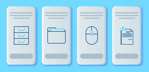 set line document folder computer mouse drawer vector image