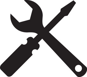 Wrench and screwdriver flat icon template black vector