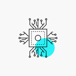 Chip cpu microchip processor technology line icon vector