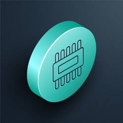 isometric line computer processor vector image
