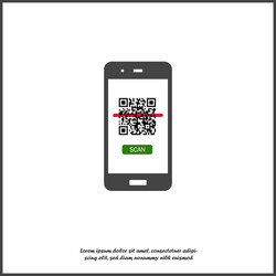 Qr code scan phone icon on white isolated vector