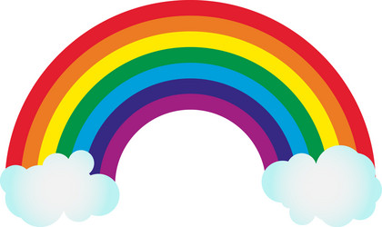 rainbow colourful on empty background with clouds vector image