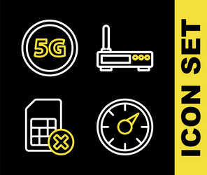 set line router and wi-fi signal digital speed vector image