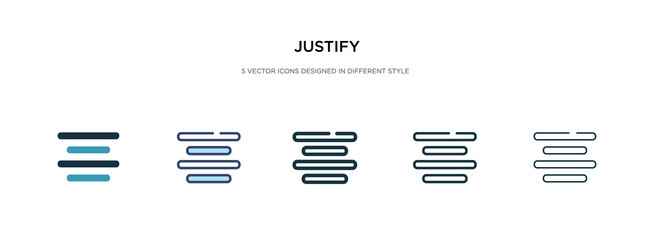 Justify icon in different style two colored vector