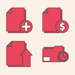 set document folder with clock add new file vector image