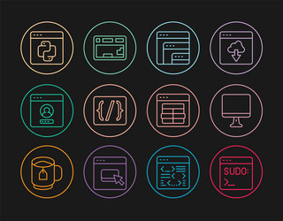 set line code terminal computer monitor screen vector image