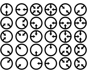 set possible arrows pointing inside circle vector image