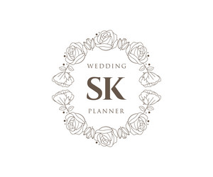 Sk initials letter wedding monogram logos Vector Image