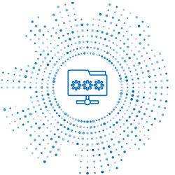 blue line folder with password notification icon vector image