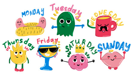 Days Of The Week Monday Tuesday Wednesday Thursday Friday Saturday Sunday  Vector Illustration Lettering Ink Illustration - Arte vetorial de stock e  mais imagens de Agenda Pessoal - iStock