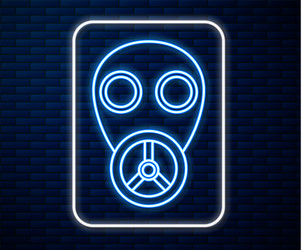 glowing neon line gas mask icon isolated on brick vector