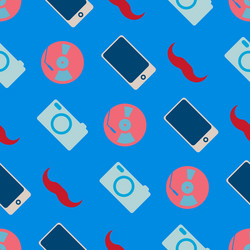 seamless background with different hipster objects vector image