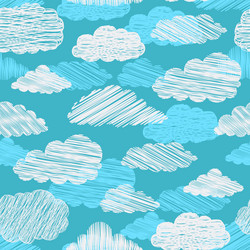 Seamless pattern with scribble clouds vector