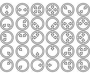 set all possible arrows pointing inside circle vector image