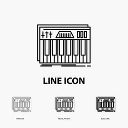 controller keyboard keys midi sound icon in thin vector image