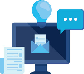 desktop computer with envelope mail vector image