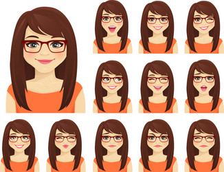 Girl expressions set vector