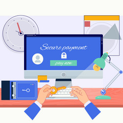 secure payment message in a screen on line vector