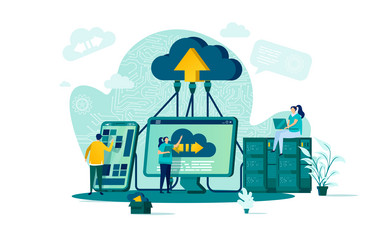 Cloud computing concept in flat style vector